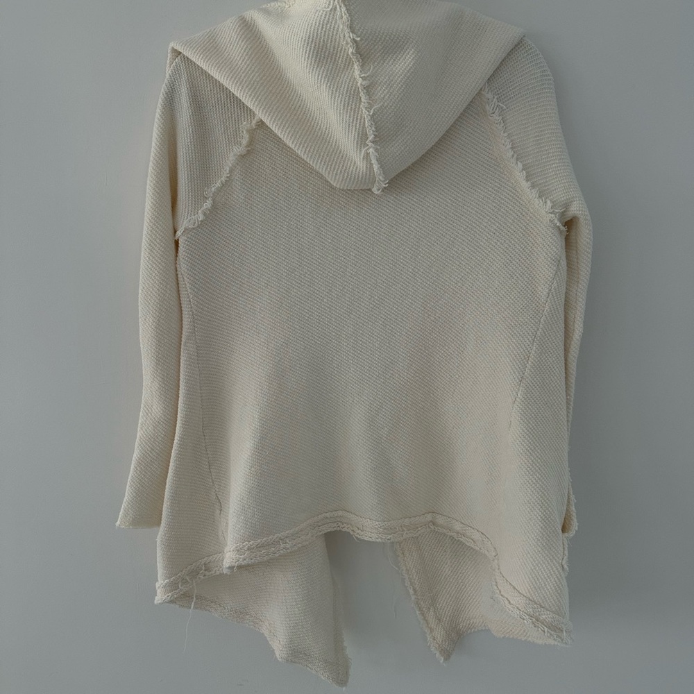 Calypso St. Barths cream Hooded Knit Cardigan with Pom Pom detail